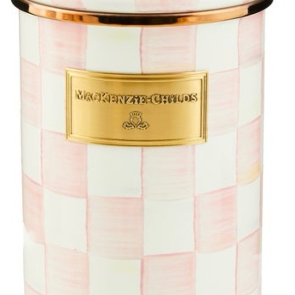 MacKenzie-Childs Blush and Cream Checkered Canister. Large size. - Picture 1 of 5